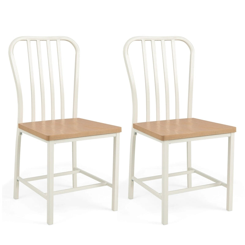Esszimmerstuhl ohne Armlehnen mit Sprossenlehne, 2er-Set, ergonomischer Sitz, Schwarz - 22 x 18 x 37