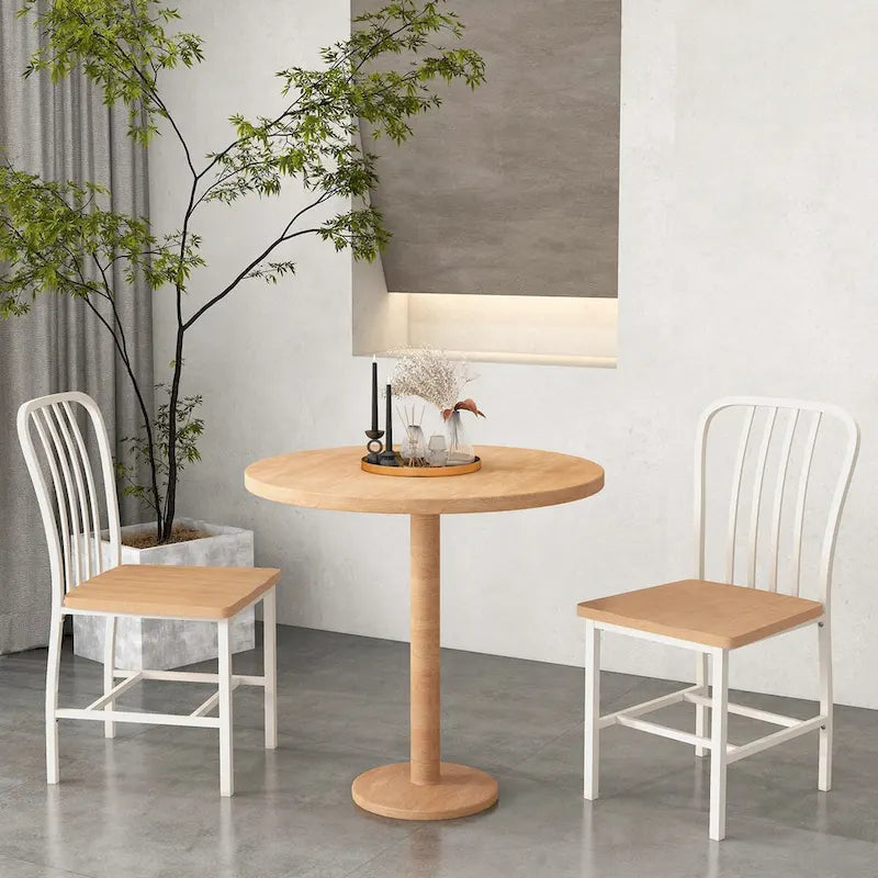 Esszimmerstuhl ohne Armlehnen mit Sprossenlehne, 2er-Set, ergonomischer Sitz, Schwarz - 22 x 18 x 37