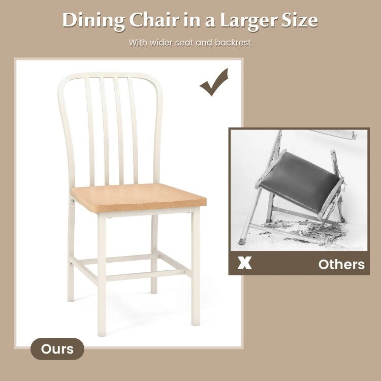 Esszimmerstuhl ohne Armlehnen mit Sprossenlehne, 2er-Set, ergonomischer Sitz, Schwarz - 22 x 18 x 37