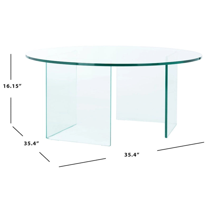 Couchtisch aus gehärtetem Glas - 35 W x 35 D x 16 H - 35Wx35Dx16H