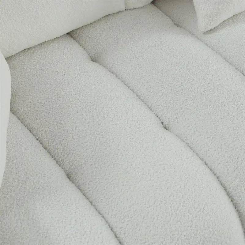 Sofa mit Teddy-Stoffbezug, 3 Kissen und Massivholzrahmen