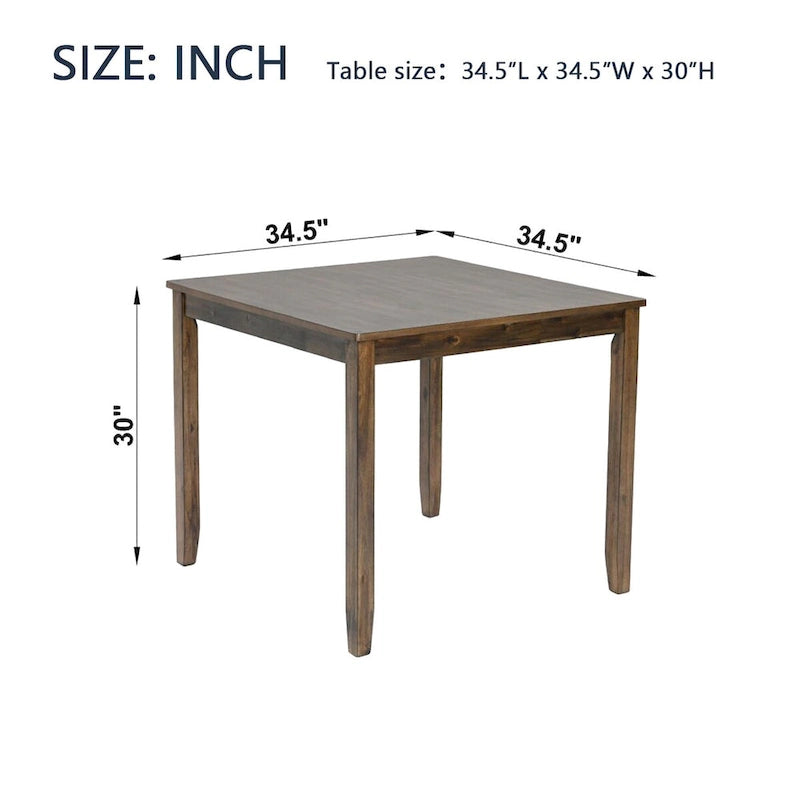 Table à manger carrée en bois, table de cuisine pour petit espace, pour 4 personnes