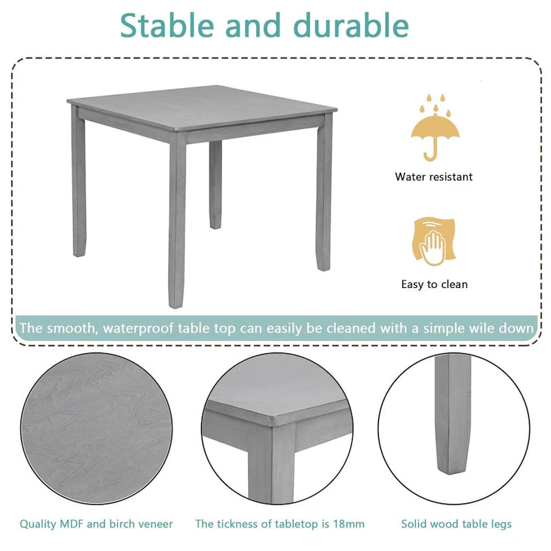 Table à manger carrée en bois, table de cuisine pour petit espace, pour 4 personnes