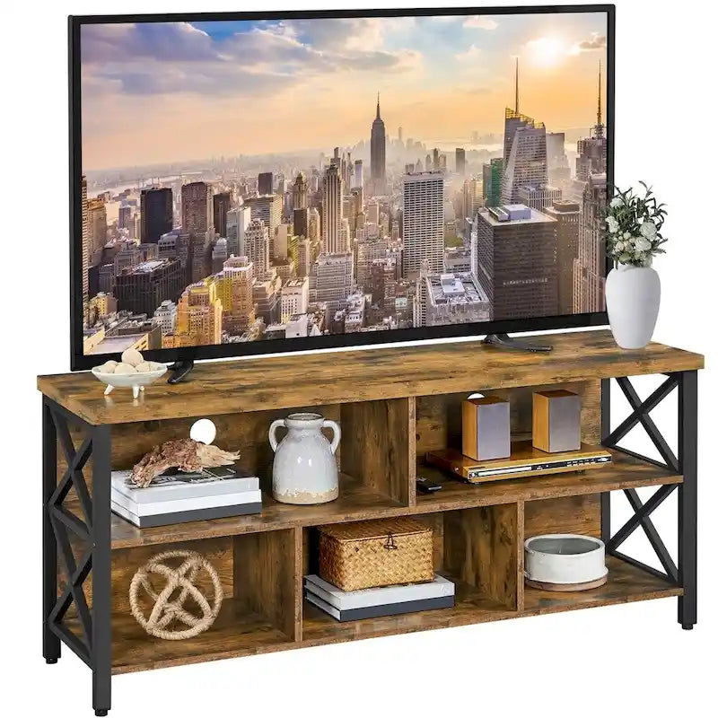 TV-Ständer im Industriestil, 65 Zoll, mit 5 Schränken für Fernseher