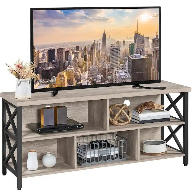 TV-Ständer im Industriestil, 65 Zoll, mit 5 Schränken für Fernseher
