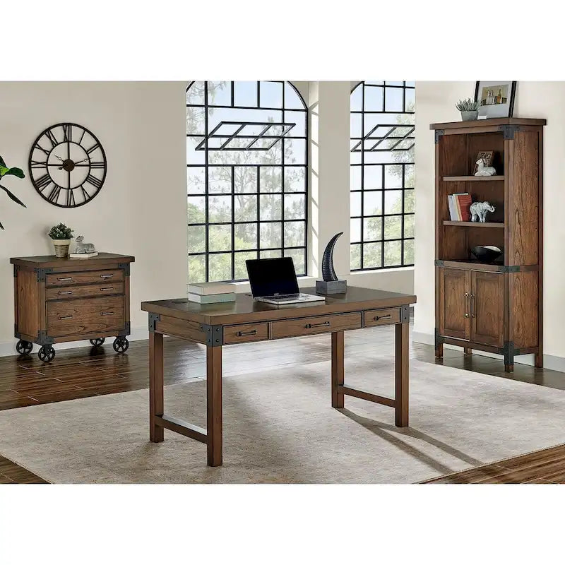 Schreibtisch im Landhausstil, Schreib- und Bürotisch, braun