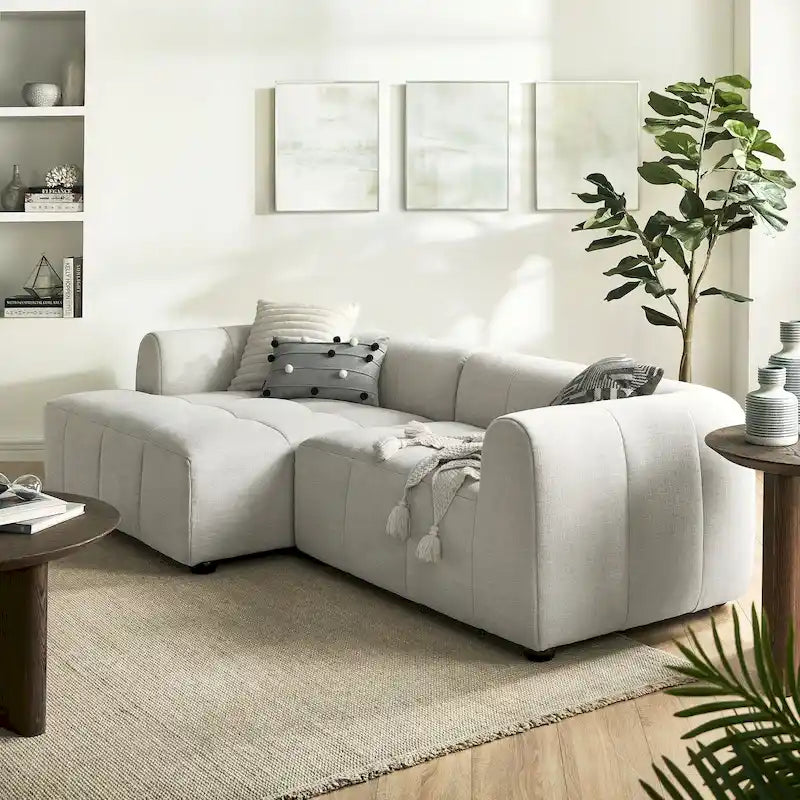 Modulares Sofa mit linksseitiger Ottomane und Stoffpolsterung