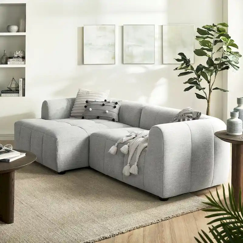 Modulares Sofa mit linksseitiger Ottomane und Stoffpolsterung