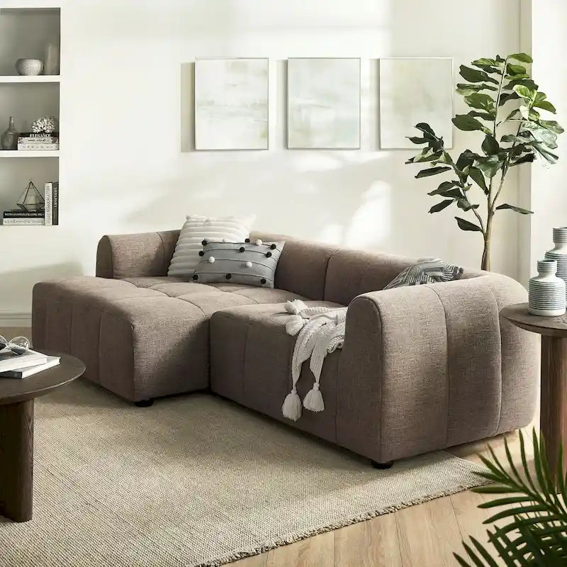 Modulares Sofa mit linksseitiger Ottomane und Stoffpolsterung
