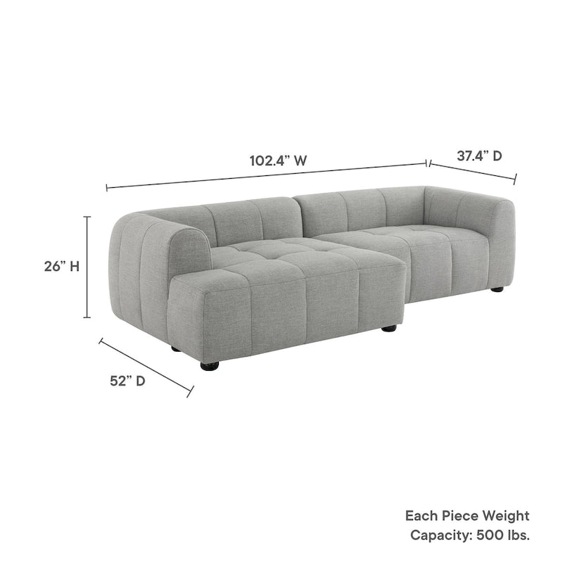 Modulares Sofa mit linksseitiger Ottomane und Stoffpolsterung