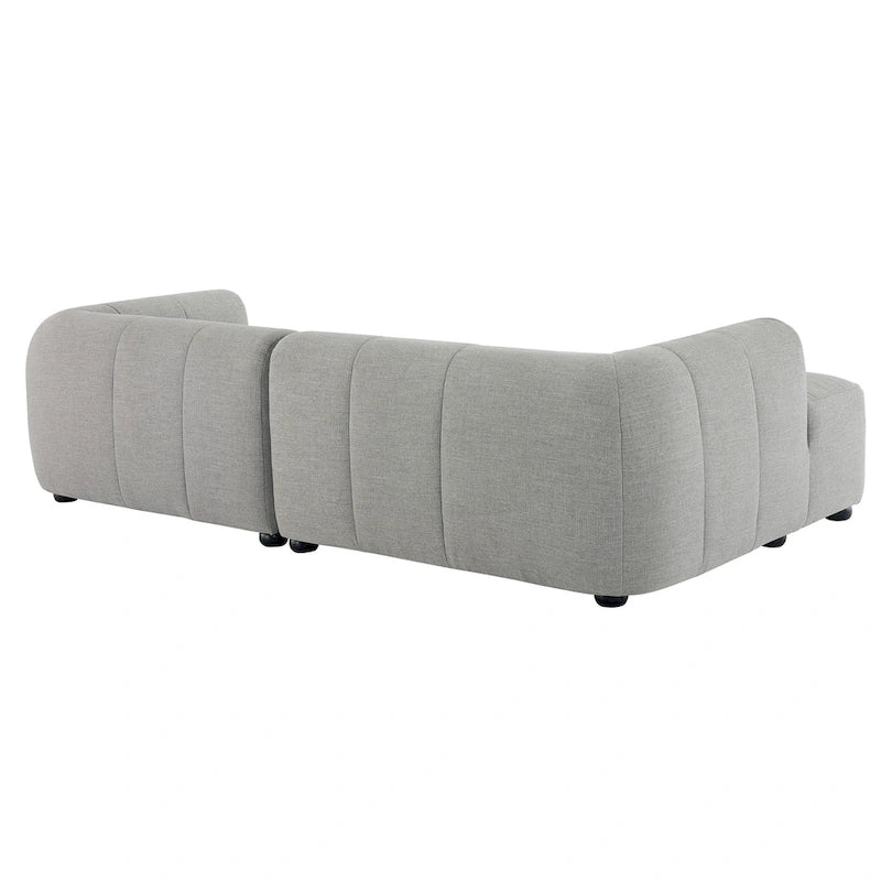 Canapé modulable en tissu rembourré avec méridienne à gauche