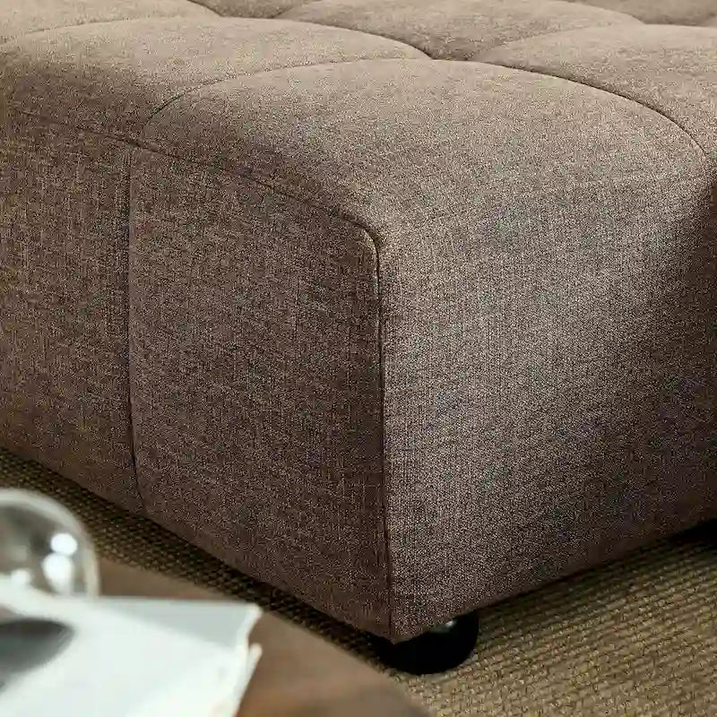 Canapé modulable en tissu rembourré avec méridienne à gauche