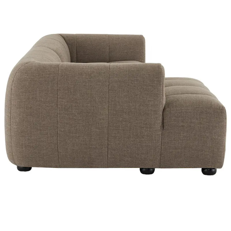 Canapé modulable en tissu rembourré avec méridienne à gauche