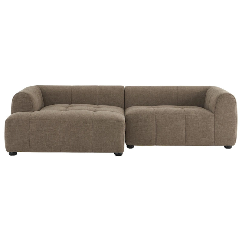 Canapé modulable en tissu rembourré avec méridienne à gauche