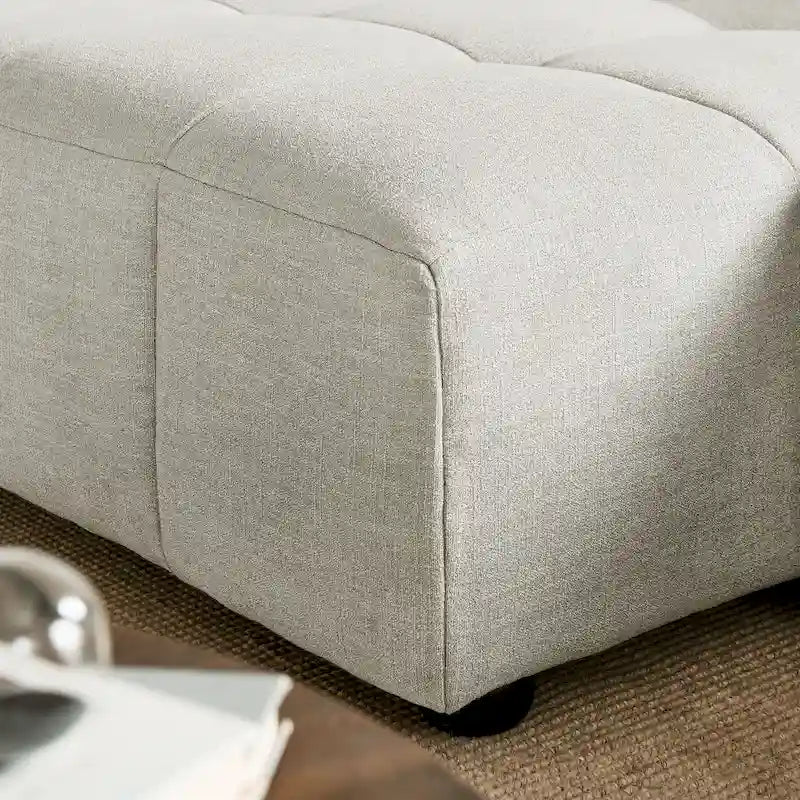 Canapé modulable en tissu rembourré avec méridienne à gauche