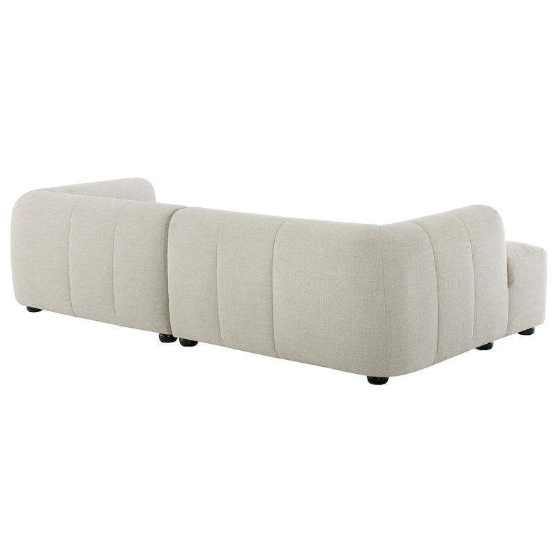 Canapé modulable en tissu rembourré avec méridienne à gauche