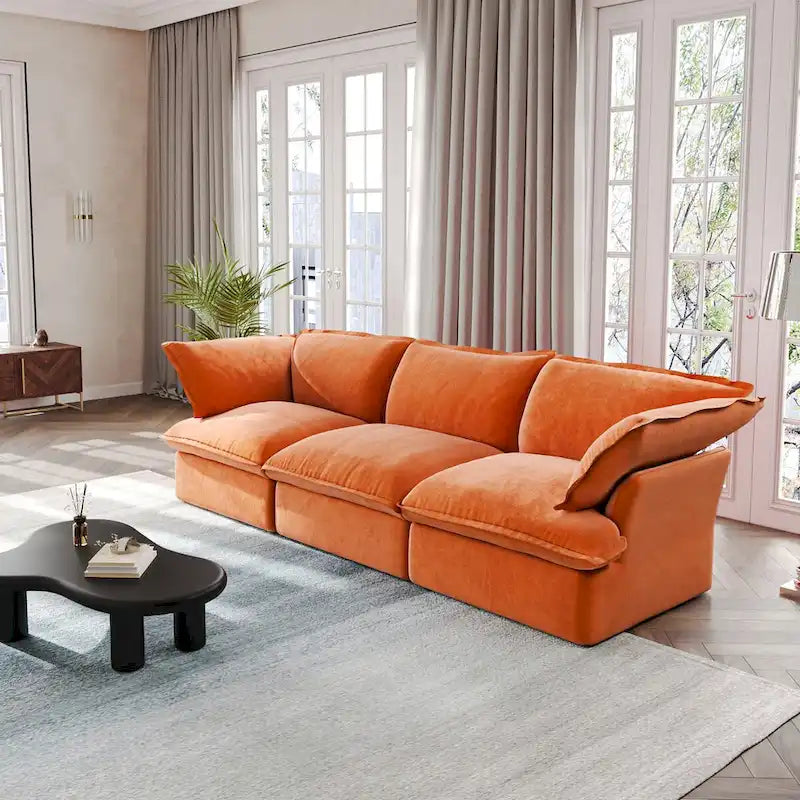 Modulares Ecksofa, 122.82, Samtsofa mit 3 Sitzplätzen