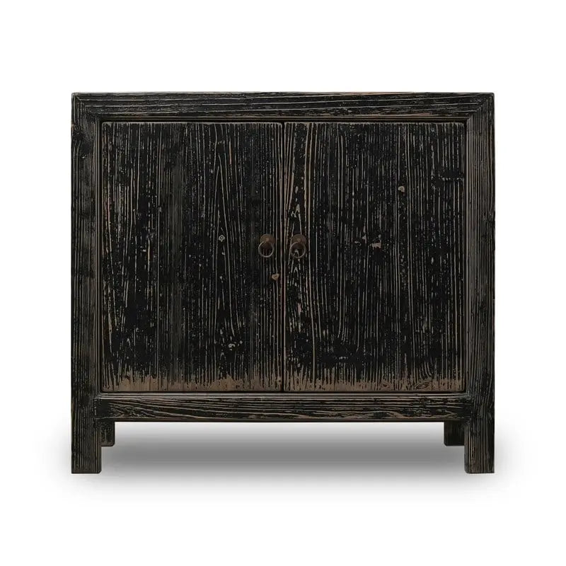 Two Doors Cabient Distressed Black 39x18x35H