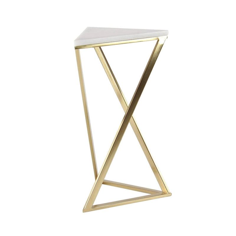 Beistelltische aus Metall mit Marmorplatte - 2er-Set, goldfarben